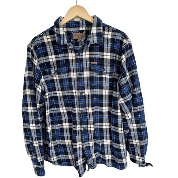 ORVIS Heavy Weight Flannel Shirt Men's Hand Pockets Long Sleeve in Blue Size L - Picture 3 of 14